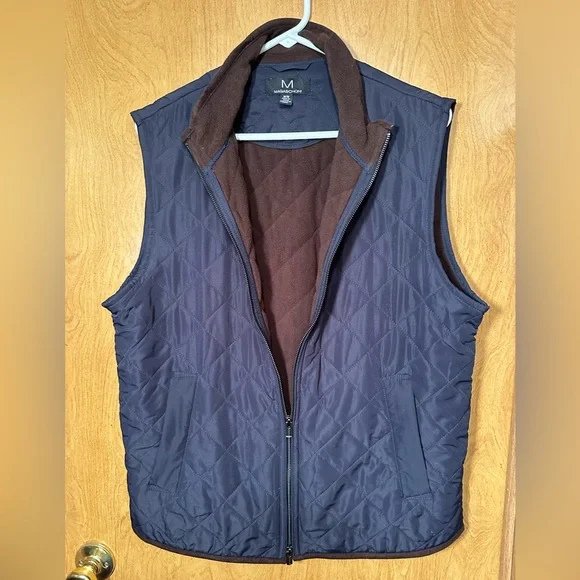 Magaschoni Mens Medium Blue Fleece Lined Quilted vest - Picture 2 of 10